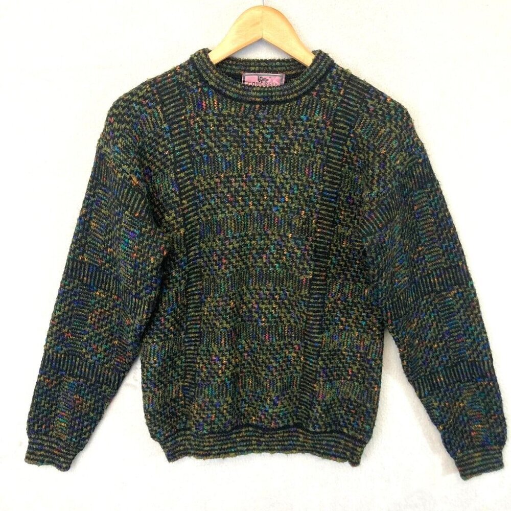 Vintage Concrete Mix‎ Flecked Sweater Womens Medium 12-14 Pullover Rainbow Crew